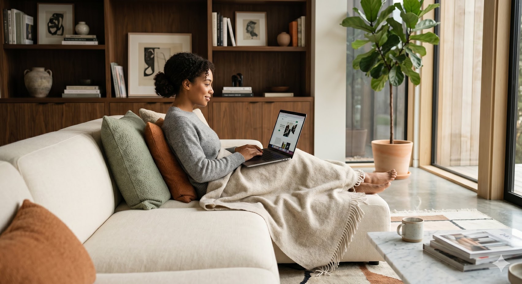 Couple relaxing in their new home surrounded by moving boxes